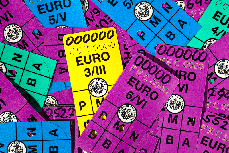Austrijos emisijos lipdukų koliažas